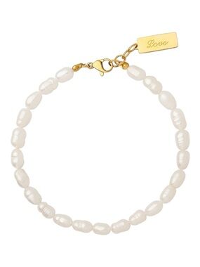 18K Gold Plated Baroque Freshwater Pearl Bracelet, Hypoallergenic, Tarnish-Free